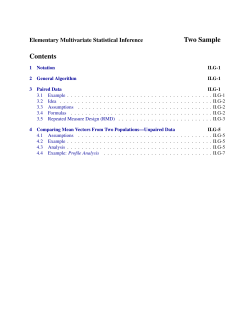 Two Sample Contents Elementary Multivariate Statistical Inference