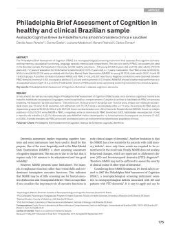Philadelphia Brief Assessment of Cognition in healthy and clinical Brazilian sample ARTICLE