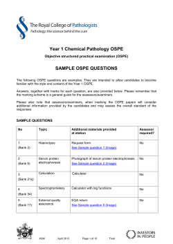 Year 1 Chemical Pathology OSPE  SAMPLE OSPE QUESTIONS