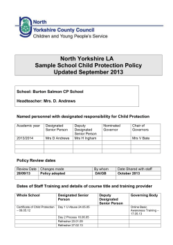 North Yorkshire LA Sample School Child Protection Policy Updated September 2013