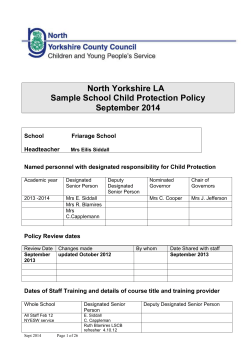 North Yorkshire LA Sample School Child Protection Policy September 2014