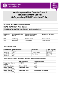 Northamptonshire County Council Havelock Infant School Safeguarding/Child Protection Policy
