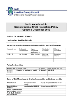North Yorkshire LA Sample School Child Protection Policy Updated December 2012