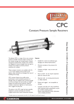 CPC Constant Pressure Sample Receivers Data Sheet  S113-0511-4 Constant Pr