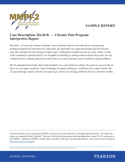 SAMPLE REPORT Case Description: David B. — Chronic Pain Program Interpretive Report