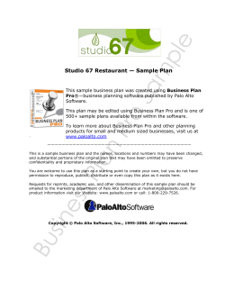 Studio 67 Restaurant — Sample Plan