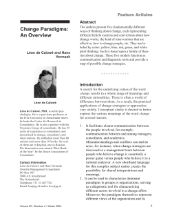 Change Paradigms: An Overview Abstract