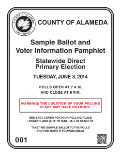 Sample Ballot and Voter Information Pamphlet COUNTY OF ALAMEDA Statewide Direct
