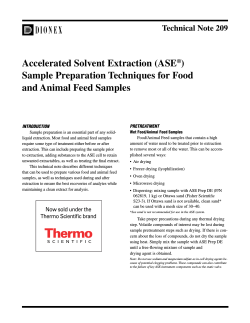 Accelerated Solvent Extraction (ASE ) Sample Preparation Techniques for Food