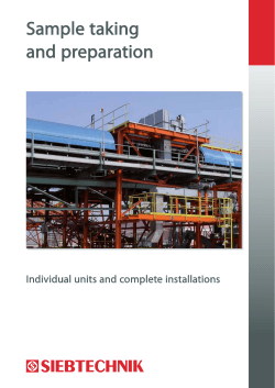 Sample taking and preparation Individual units and complete installations