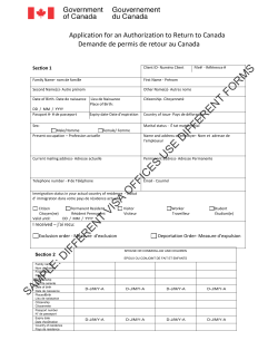 Application for an Authorization to Return to Canada  Section 1