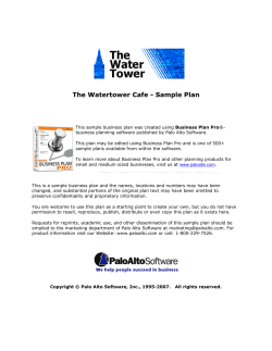 The Watertower Cafe - Sample Plan