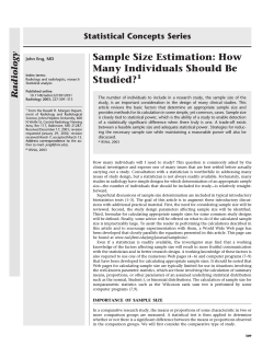 Sample Size Estimation: How Many Individuals Should Be Studied? adiology