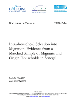 Intra-household Selection into Migration: Evidence from a Matched Sample of Migrants and