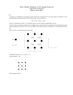 Short Sample Solutions to the Sample Exam for Hilary Term 2011