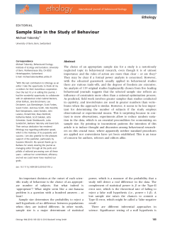 Sample Size in the Study of Behaviour