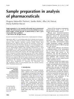 Sample preparation in analysis of pharmaceuticals Marija Kasˇtelan-Macan
