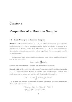 Properties of a Random Sample Chapter 5 5.1 Basic Concepts of Random Samples