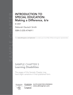 SAMPLE CHAPTER INTRODUCTION TO SPECIAL EDUCATION: Making a Difference, 6/e