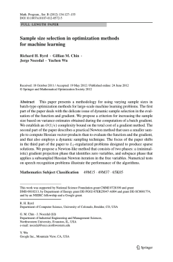Sample size selection in optimization methods for machine learning Richard H. Byrd