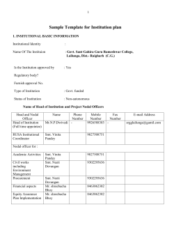 Sample Template for Institution plan