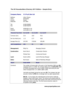 The UK Housebuilders Directory 2011 Edition – Sample Entry Company Name: