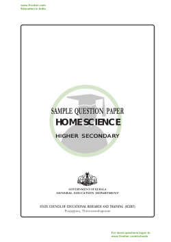 SAMPLE  QUESTION   PAPER HOME SCIENCE HIGHER SECONDARY