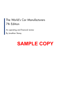 SAMPLE COPY The World’s Car Manufacturers 7th Edition An operating and financial review