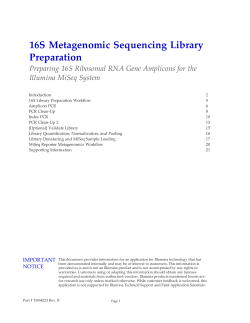 16S Metagenomic Sequencing Library Preparation Illumina MiSeq System