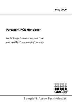 Sample &amp; Assay Technologies PyroMark PCR Handbook May 2009