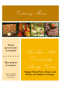 Catering Menu Brooklyn Park Community Activity Center