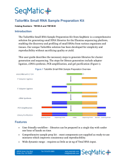 TailorMix Small RNA Sample Preparation Kit Introduction
