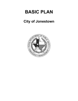 BASIC PLAN City of Jonestown