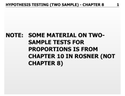 NOTE: SOME MATERIAL ON TWO- SAMPLE TESTS FOR PROPORTIONS IS FROM