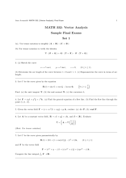 MATH 332: Vector Analysis Sample Final Exams Set 1