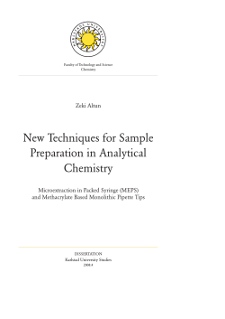 New Techniques for Sample Preparation in Analytical Chemistry Zeki Altun