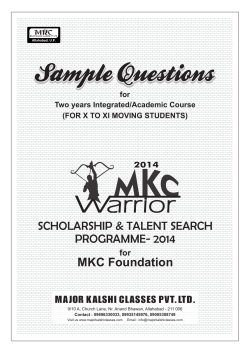 Sample Questions SCHOLARSHIP &amp; TALENT SEARCH PROGRAMME- 2014 MKC Foundation