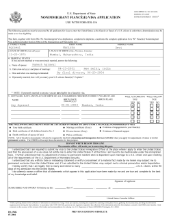 NONIMMIGRANT FIANCÉ(E) VISA APPLICATION U.S. Department of State USE WITH FORM DS-156