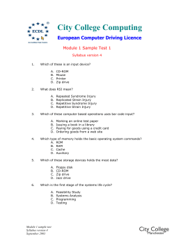 City College Computing  European Computer Driving Licence Module 1 Sample Test 1