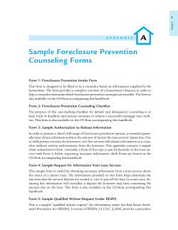 A Sample Foreclosure Prevention Counseling Forms