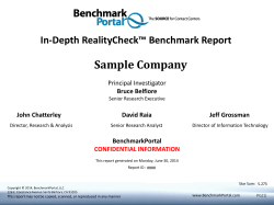 Sample Company In-Depth RealityCheck™ Benchmark Report  Bruce Belfiore