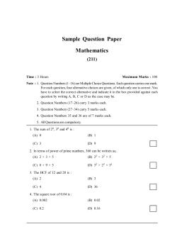 Sample Question Paper Mathematics (211)