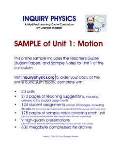 SAMPLE of Unit 1: Motion INQUIRY PHYSICS