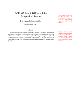 ECE-342 Lab 5: BJT Amplifier Sample Lab Report Don Hummels, Someone Else