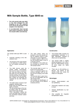 Milk Sample Bottle, Type 6845-xx Application Construction 