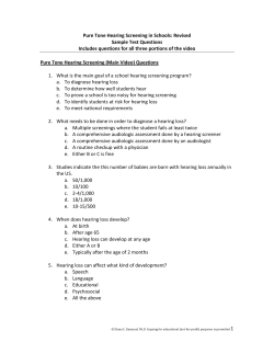 Pure Tone Hearing Screening in Schools: Revised Sample Test Questions