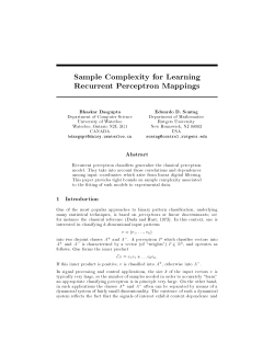 Sample Complexity for Learning Recurrent Perceptron Mappings Bhaskar Dasgupta Eduardo D. Sontag