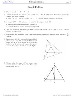 Solving Triangles Sample Problems Lecture Notes page 1