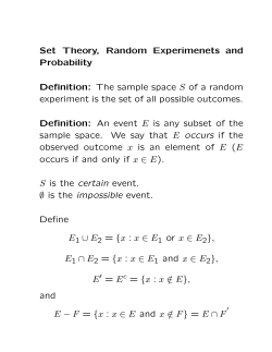 Set Theory, Random Experimenets and Probability