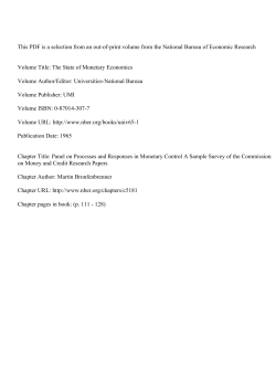 This PDF is a selection from an out-of-print volume from... Volume Title: The State of Monetary Economics
